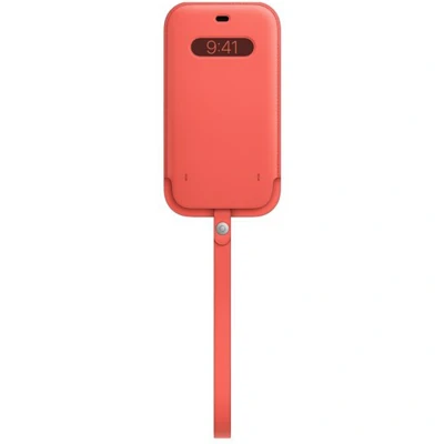 Abbildung von Apple iPhone 12 Pro Max Hülle MagSafe Echtleder Original Einsteckhülle/Hülle mit Band Handyhülle Rosa
