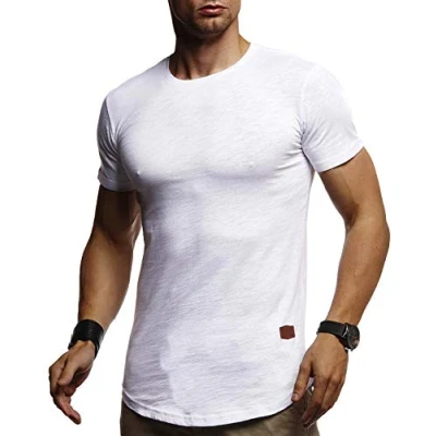 Abbildung von Leif Nelson T Shirt Herren Sommer Rundhals Ausschnitt (Weiß, Größe XXL), Regular Fit 100% Baumwolle, Basic Männer Kurzarm