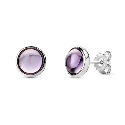 Abbildung von Orovi Schmuck Damen runde Amethyst Ohrstecker mit Edelsteine/Geburtssteine natürliche lila Amethyste Zeitlose klassische Ohrringe aus 925 Sterling Silber