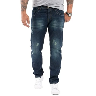Abbildung von Rock Creek Herren Jeans Regular Fit Stretch Männerhose Herrenjeans Denim Hosen Herrenhose Straight Cut Stonewashed RC 2299 Dunkelblau W34 L34