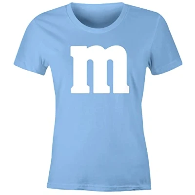Abbildung von MoonWorks® Damen T Shirt Gruppen Kostüm M Aufdruck Fasching Karneval Verkleidung hellblau