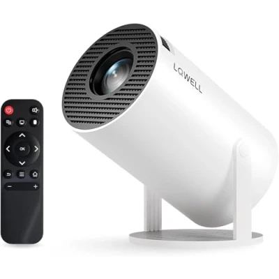Abbildung von LQWELL HY300 PRO Mini Beamer, 4K 1080P Unterstützung, mit Android 11, WiFi 6, Bluetooth 5.0, unterstützt Airplay &amp; Miracast, tragbarer Heim und Outdoor Projektor, für Android/iPhone/PC/Mac/Switch