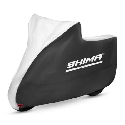 Abbildung von SHIMA X Cover Motorrad Abdeckplane Wasserdicht Outdoor Motorradplane Garage Abdeckung Motorcycle Zubehör Motorradabdeckungen Regenschutz UV Beständige Schlossloch Winddichte (Schwarz, S)