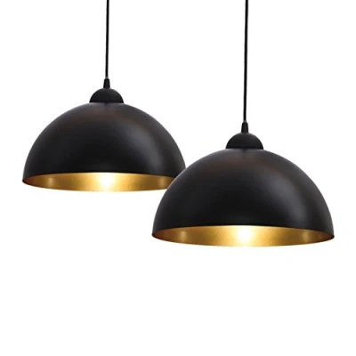 Abbildung von B.K.Licht Pendelleuchte mit E27 Fassung, max. 60 Watt, Vintage, Hängeleuchte, Hängelampe Esstisch, Esszimmerlampe hängend, Wohnzimmerlampe, Küchenlampe, Retro, 30x160 cm, Schwarz Gold