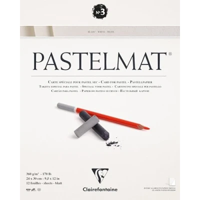 Abbildung von Clairefontaine 96028C Zeichenblock Pastelmat (kopfseitig geleimt, 12 Blatt, 24 x 30 cm, 360 g, mit 4 transparenten Trennblättern, Spezielkarton ideal fur Pastell und Kreide) weiß