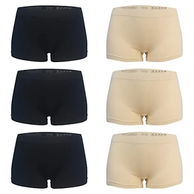 Abbildung von Libella 6er Pack Damen Panties Boxershorts Mikrofaser Seamless 3908 Schwarz Hautfarben S/M