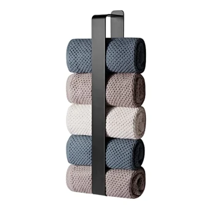 Abbildung von Handtuchhalter Ohne Bohren, Gästehandtuchhalter Selbstklebend, Badetuchhalter kleber, Edelstahl Handtuch Halter Wandmontage (Schwarz, 42cm)