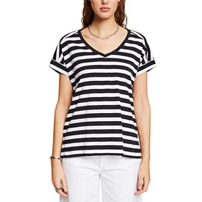 Abbildung von Esprit MIT Vausschnitt Tshirt print, Damen, Größe: Small, Black