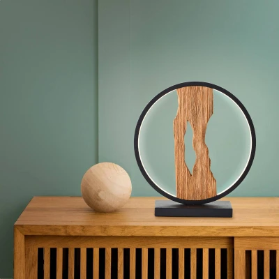 Abbildung von Brilliant LED Tischleuchte »Chaumont«, Höhe 50 cm, 940 lm, Aluminium/Metall/Holz, schwarz/holz