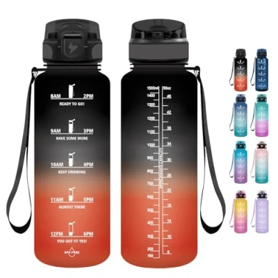 Abbildung von Grsta Trinkflasche 1,5 Liter mit Strohhalm BPA Frei, Sport, Kohlensäure Geeignet, Wasserflasche für Fitness, Gym, Fahrrad, Camping und Schule