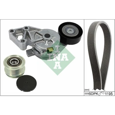 Abbildung von INA 529 0465 20 Keilrippenriemensatz mit Freilaufriemenscheibe VOLKSWAGEN: Golf 4, Transporter 5 Bus, 5, SKODA: Octavia 1 Combi