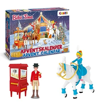 Abbildung von CRAZE Spielzeug Adventskalender Bibi &amp; Tina Weihnachtszirkus, Kinder mit 24 tollen Pferdespielzeugen, komplettes Spielset