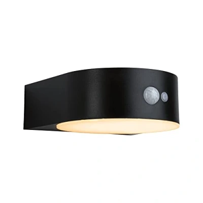 Abbildung von Paulmann 94730 LED Solar Wandleuchte Eileen mit Bewegungsmelder IP44 2200K 300lm insektenfreundliches Licht Schwarz Goldlicht wiederaufladbar