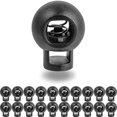 Abbildung von Kordel Stopper, 1 Loch, 20 Stück, Schwarz, für bis Ø 5 mm Kordeln, Band Klemme Jacke, Bekleidung, Rucksack, Gummikordel Schnellverschluss Schnürsenkel, Schnur Rutsche, Tanka Kordelstopper