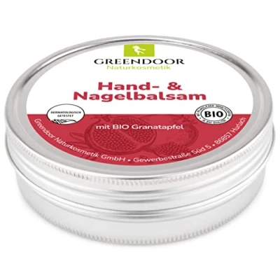 Abbildung von GREENDOOR Handbalsam für sehr trockene Haut mit BIO Granatapfel &amp; Avocadoöl 75ml, Naturkosmetik Hand Balsam ohne Mineralöl, 4fach ergiebiger als Handcreme, Nagelbalsam