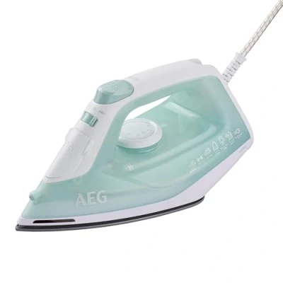 Abbildung von AEG DB 1740LG Bügeleisen / 2400 W 110g Dampfstoß 0 30g Dampf/Min. Restwärmeanzeige Keramik Bügelsohle Gleitfähigkeit 250 ml Wassertank 2 m Kabel Anti Kalk System hellgrün, weiß