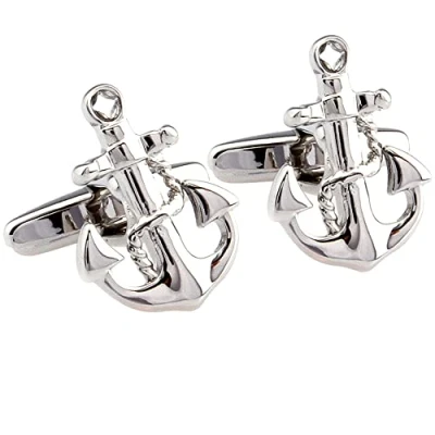 Abbildung von Honey Bear Anker Anchors Manschettenknöpfe Cufflinks, Nautical Edelstah für das Geschäft Hochzeit Geschenkl,1 Paar (Silber)