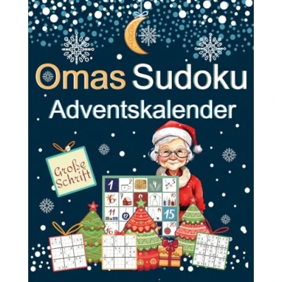 Abbildung von Omas Sudoku Adventskalender: 125 Rätsel für Senioren in großer Schrift, von sehr leicht bis schwer, mit skandinavischen Weihnachtsmotiven