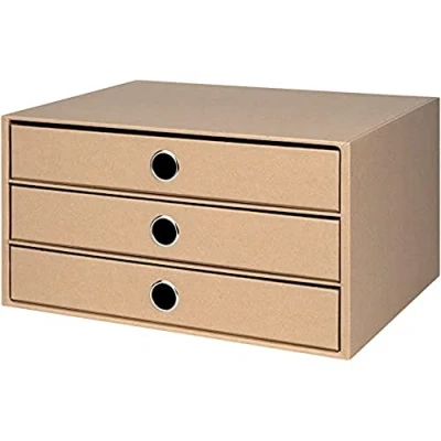 Abbildung von Rössler Papier 1524452623 S.O.H.O. 3er Schubladenbox für DIN A4, mit Griffloch, Kraft, 343 x 250 185 mm, 1 Stück