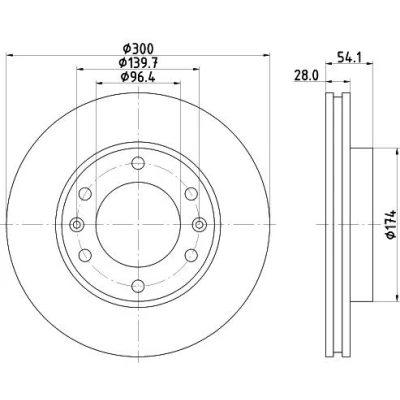 Abbildung von HELLA 8DD 355 114 341 Bremsscheibe 300 28 06/08 139,7 innenbelüftet ohne Radbefestigungsbolzen, Radnabe KIA: CARNIVAL / GRAND 3