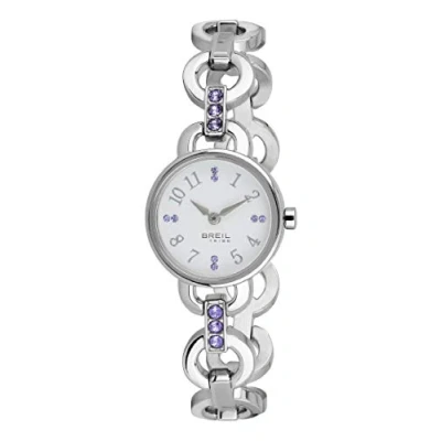 Abbildung von Breil Damen Armbanduhr Agata in der Farbe Silber/Weiß/Lila mit Edelstahlarmband, Gehäusedurchmesser: 25 mm, EW0382