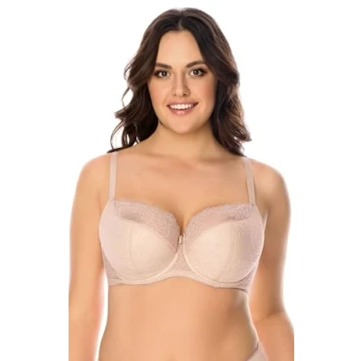 Abbildung von VIVISENCE BH Damen Mit Bügel Große Brüste Starker Halt Bequemer Alltagsstil 1045, Beige,85C