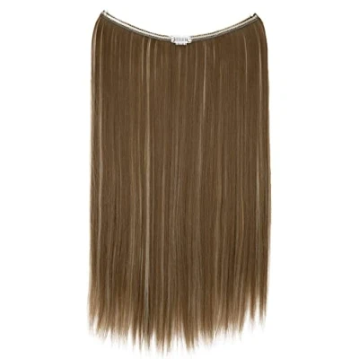 Abbildung von CAISHA 50cm 1 Tresse Extension mit Gummiband Extensions Haarverlängerung Haarteil Glatt Hellbraun Hellblond Strähnen E123