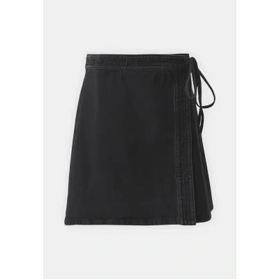 Abbildung von ONLY Onlvilla WRAP TIE Skirt Jeansrock, Damen, Größe: XXL, Washed black