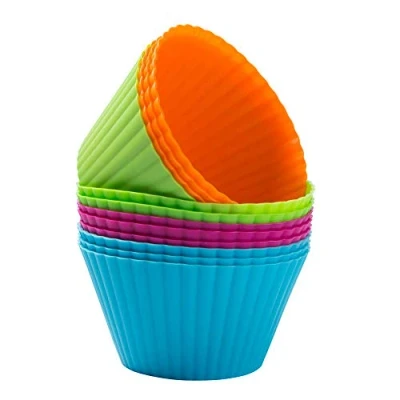 Abbildung von webake Muffinform Silikon Groß Muffinförmchen 9cm 12 Stück Wiederverwendbare Cupcake Formen Silikonform Backformen Muffin Förmchen Cupcakeförmchen Backförmchen für Bronnies Kuchen Pudding
