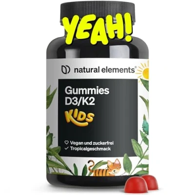 Abbildung von Vitamin D3 K2 Gummies KIDS 120 fruchtige vegan, zuckerfrei Tropicalgeschmack Markenrohstoff K2VITAL® optimale Dosierung für Kinder in Deutschland produziert &amp; laborgeprüft