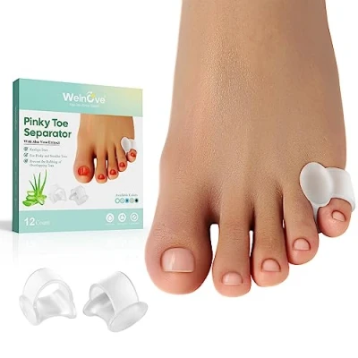 Abbildung von Welnove Gel Zehenspreizer hallux, 12er Pack Abstandshalter für kleine Zehentrenner, mit Aloe Vera Extrakt angereicherte Silikon Zehen