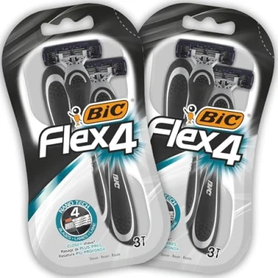 Abbildung von BIC Flex 4 Rasierer Herren, 2 x 3 Einwegrasierer mit je Klingen, Aloe Vera &amp; Vitamin E für eine sanfte Rasur