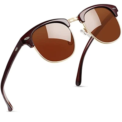 Abbildung von Joopin Retro Sonnenbrille Halbrahmen Herren Polarisierte Braun und Damen Vintage UV400 Brille für Fahren Tourismus(Braun Verlauf)