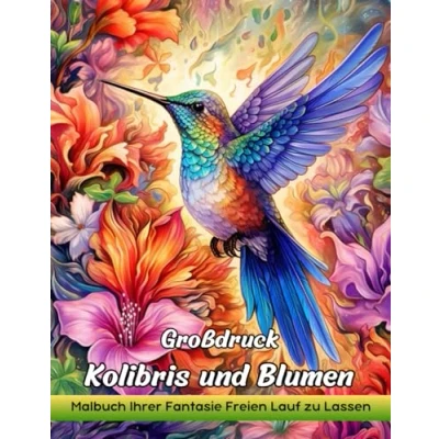 Abbildung von Großdruck Kolibris Und Blumen: Malbuch Für Erwachsene Mit Großgedruckten Blumen Zum Stressabbau Zur Entspannung