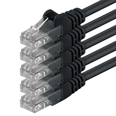 Abbildung von 1aTTack.de 2m schwarz 5 Stück (PACK) CAT.6 CAT6 Ethernet Lan Netzwerk Kabel 1000 Mbit/s Patchkabel