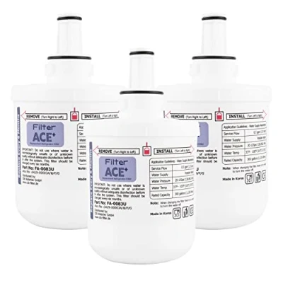 Abbildung von ACE+ FA 0083U 3x Wasserfilter kompatibel mit Samsung DA29 00003G, HAFIN2/EXP, 00003F, HAFIN1/EXP, HAFIN Kühlschrankfilter Replacement Refrigerator Filter