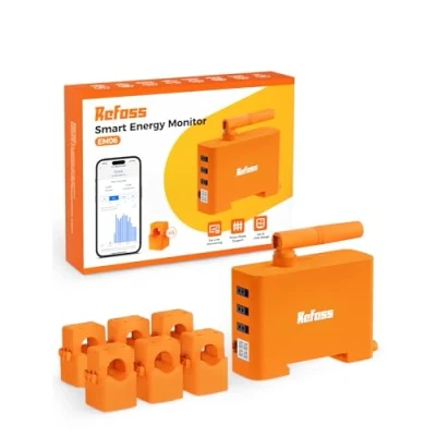 Abbildung von Refoss EM06 Intelligenter 3 Phasen Energiezähler mit Home Assistant, WLAN &amp; Bluetooth Stromzähler, Smart Meter 6 Messkanälen (150A), Echtzeit Verbrauchsmessung, DatenSpeicherung, Schwarz