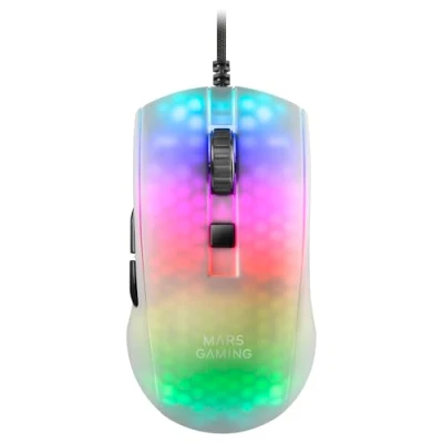 Abbildung von Mars Gaming MMRW Weiß, Maus RGB Chroma, Transluzent Struktur Ultraleicht 58g, 12800 DPI, Switches Mechanik HUANO