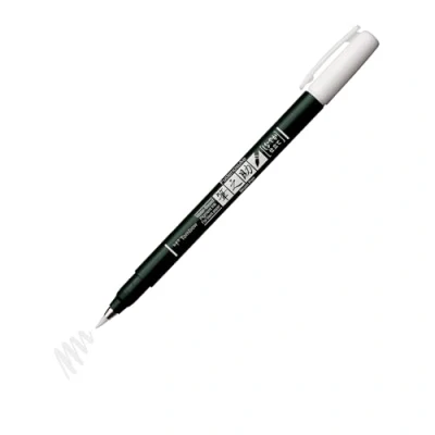 Abbildung von Tombow Fudenosuke Pastel for black paper Farbe: white mit Kreideoptik auf schwarzem Papier weiche, elastische Spitze für Handlettering, Skizzen und Kartengestaltung [WS BS01]