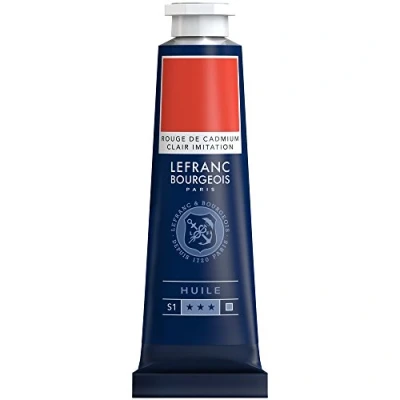 Abbildung von Lefranc Bourgeois 810009 feine Ölfarbe, lichtecht mit hervorragender Deckkraft &amp; hoher Farbintensität, gleichmässiger Konsistenz und optimaler Mischbarkeit, 40ml Tube Kadmiumrot Hell Farbton