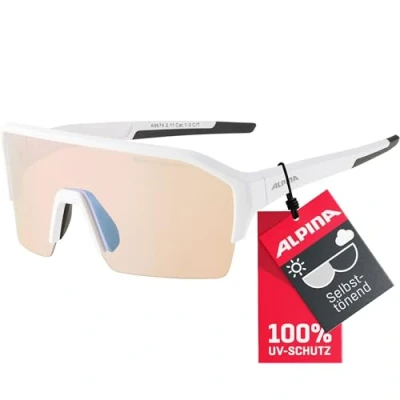 Abbildung von ALPINA RAM HR Q LITE V Verspiegelte, Kontrastverstärkende &amp; Beschlagfreie Sport Fahrradbrille Mit 100% UV Schutz Für Erwachsene, white matt, One Size