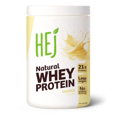 Abbildung von HEJ Whey Protein Pulver Eiweißpulver für Muskelaufbau &amp; Fitness 21 g Eiweiß pro Portion Als Shake oder Zutat Vanille 900g