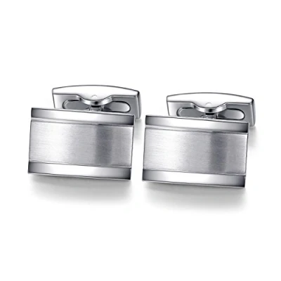 Abbildung von HONEY BEAR Herren Manschettenknöpfe Hochzeit Cufflinks Manschettenknopf Gebürstet Silber Edelstahl (Silber)