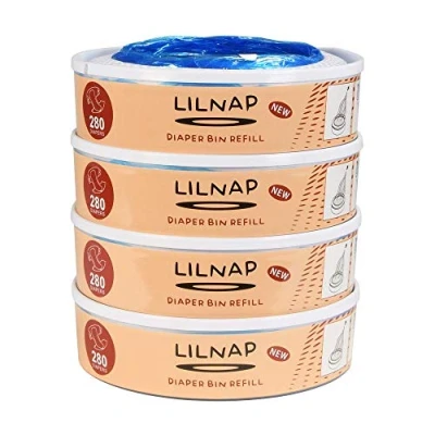 Abbildung von LILNAP 4 Nachfüllkassetten kompatibel mit Angelcare Windeleimer &amp; Litter Locker II (RUNDE KASSETTEN) Neues Design