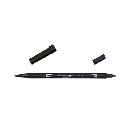 Abbildung von Tombow ABT Dual Brush Pen, N15 1P, Stift mit zwei Spitzen, perfekt fürs Hand Lettering und Bullet Journal, wasservermalbar, black