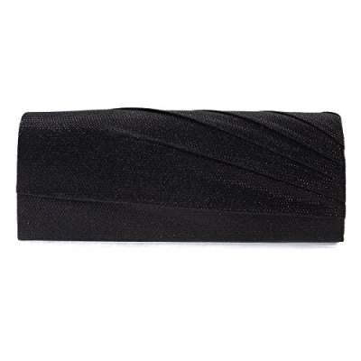 Abbildung von Damara Damen Schräg Faltenwurf Schimmert Clutch Abendtasche,Schwarz