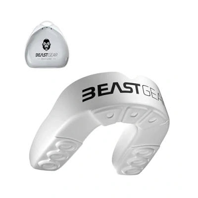Abbildung von Beast Gear Mundschutz/Zahnschutz Für Boxen, MMA, Rugby, Kickboxen, Judo, Karate, Hockey &amp; Kampfsport. Sportmundschutz mit Praktischer Aufbewahrungsbox. Schützt Zähne, Zahnfleisch Kiefer.