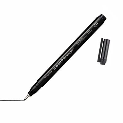 Abbildung von Tombow Fineliner MONO drawing pen, Strichstärke 08 (ca. 0,60 mm), Wasser und Lichtresistent, zum Illustrieren Zeichnen, Schwarz, WS EFL H