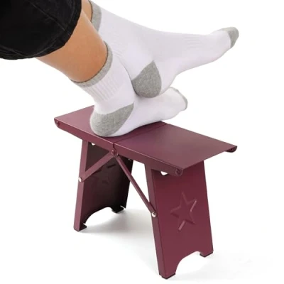 Abbildung von Belle Vous Tragbare Lila Fußstütze Schreibtisch Beinablage Ergonomischer Fußhocker Klappbar Für Unter dem Bequeme Rutschfeste Fussstütze Büro, Zuhause &amp; Reisen Schmerzlinderung