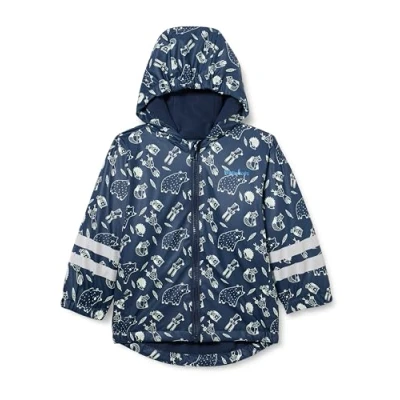 Abbildung von Playshoes Unisex Kinder Fleece futter Regenmantel Regenjacke Regenbekleidung, Marine Waldtiere, 140 EU